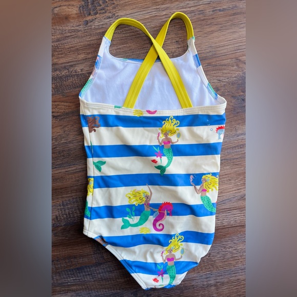 Mini Boden Surf Blue Mermaid Stripe Swimsuit, 4-5Y - Picture 2 of 6